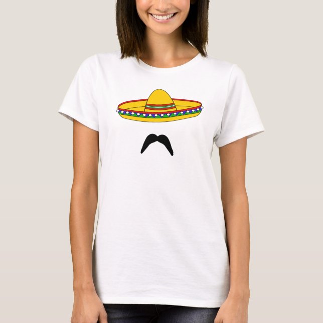 T-shirt da festa de Cinco de Mayo do bigode e do (Frente)