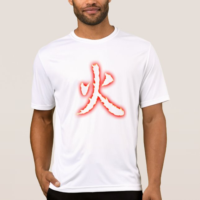 T-shirt da fibra dos homens do Kanji do fogo micro (Frente)