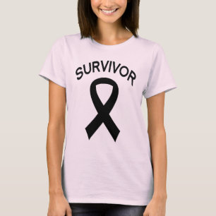 T-shirt da fita do preto do cancer da melanoma do