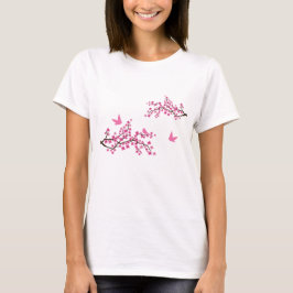 T-shirt da flor de cerejeira e dos pássaros