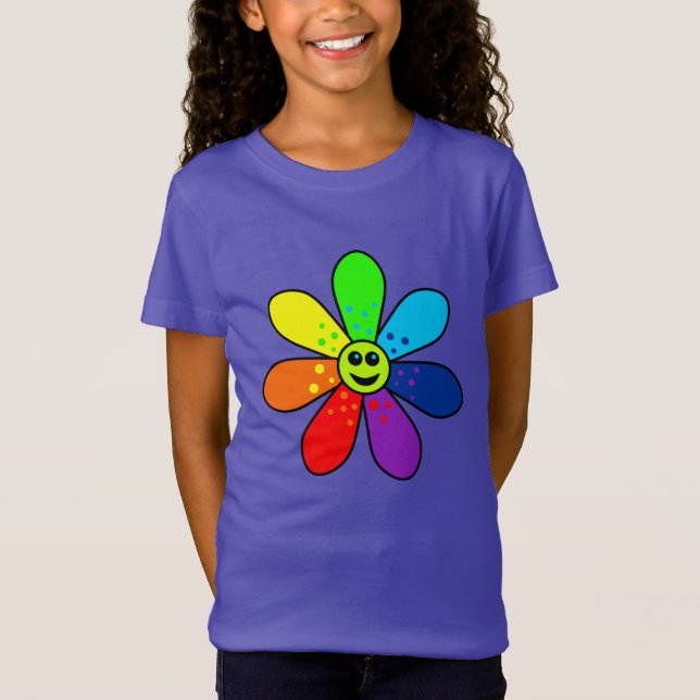 T-shirt da flor do arco-íris (criança) (Frente)