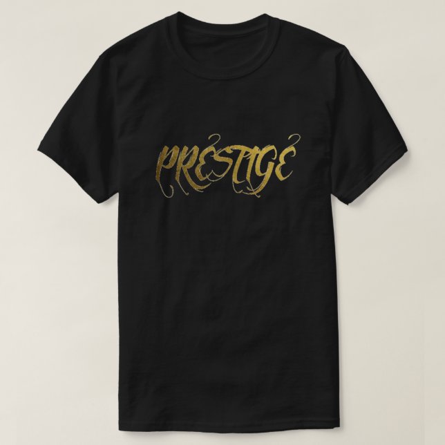 T-shirt da folha Dourado do prestígio (Frente do Design)