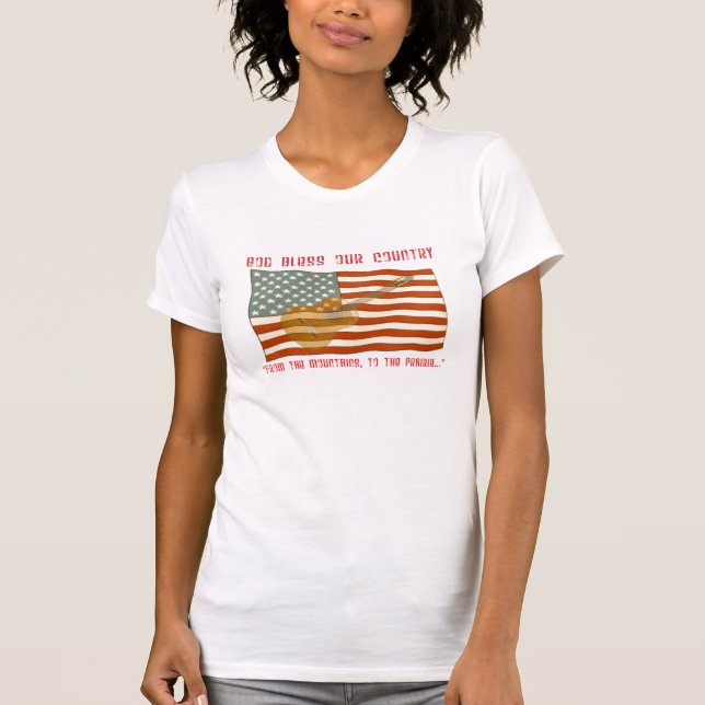 T-shirt da guitarra da bandeira americana (Frente)