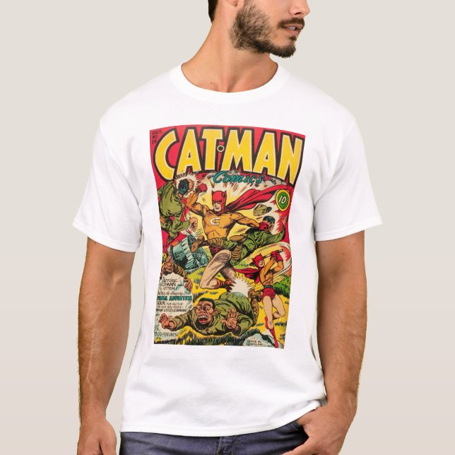T-shirt da história em quadrinhos #14 do Gato-Man (Frente)