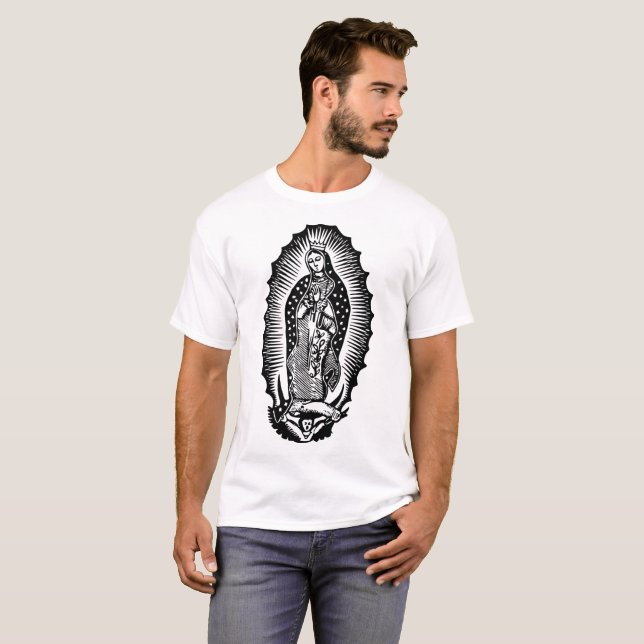 T-shirt da ilustração de Virgen De Guadalupe (Frente Completa)