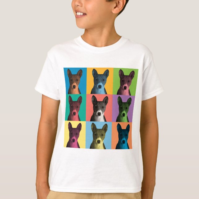 T-shirt da juventude do pop art de Basenji (Frente)