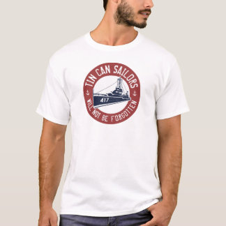 T-shirt da lata de lata - vermelho, branco e azul
