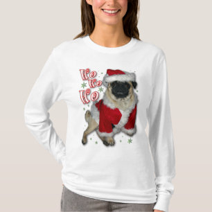 T-shirt da luz do Pug do papai noel