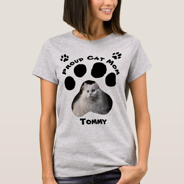 T-Shirt da Mãe de Cat Personalizada com Foto e Nom (Frente)