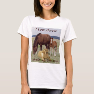 T-shirt da mamã de labrador retriever com cavalos