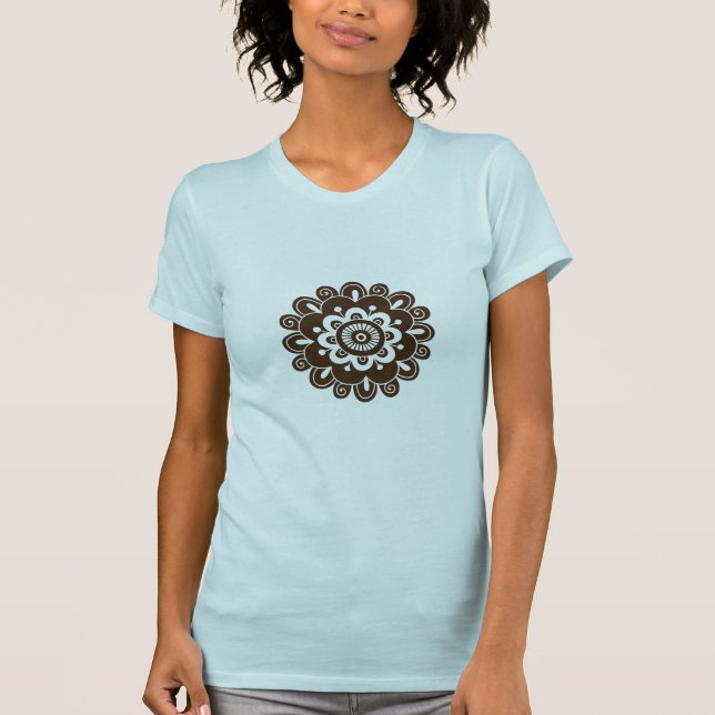 T-shirt da mandala da flor do estilo do Henna (Frente)