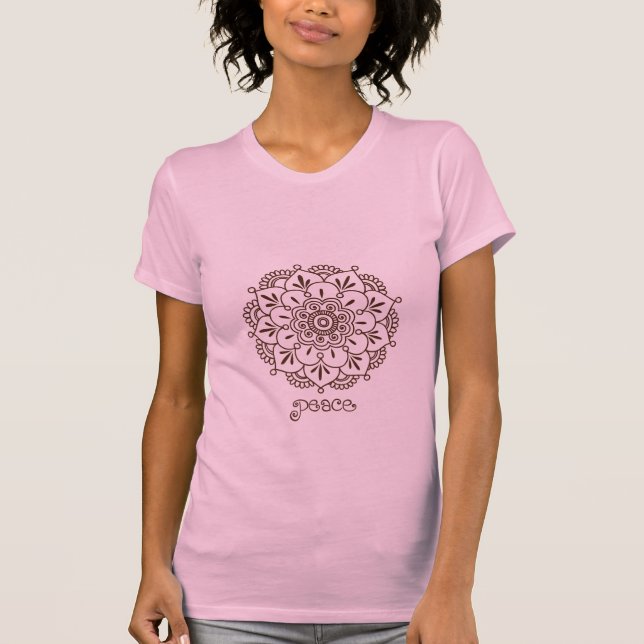 T-shirt da mandala da flor do Henna (Frente)