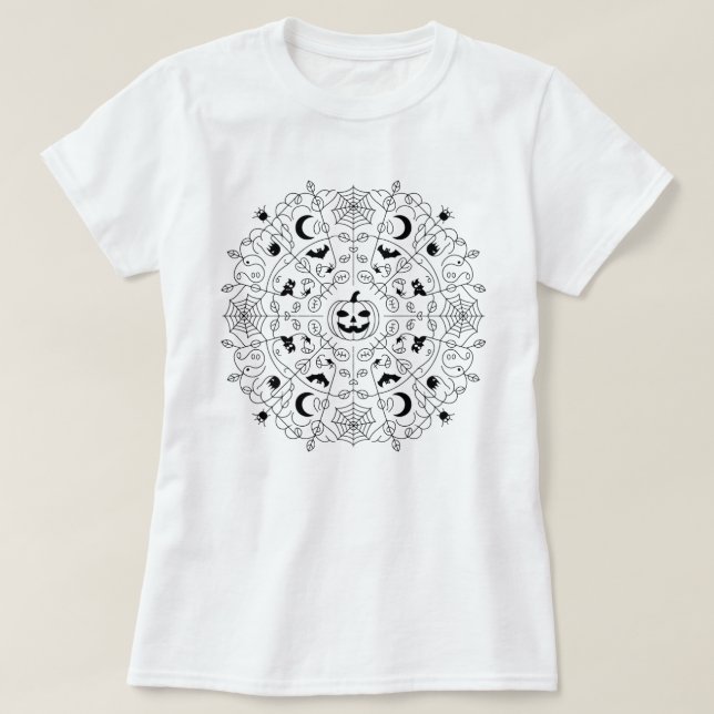 t-shirt da mandala do Halloween (Frente do Design)