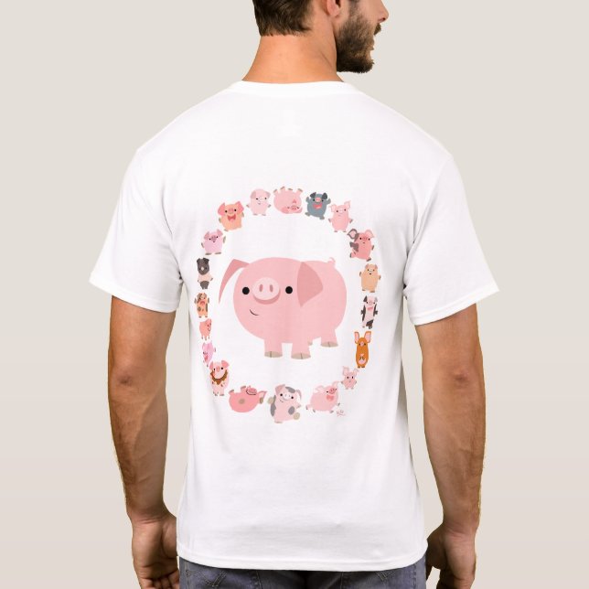 T-shirt da mandala do porco (design na parte (Verso)
