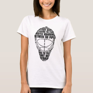 T-shirt da máscara do Goalie do hóquei, com nome