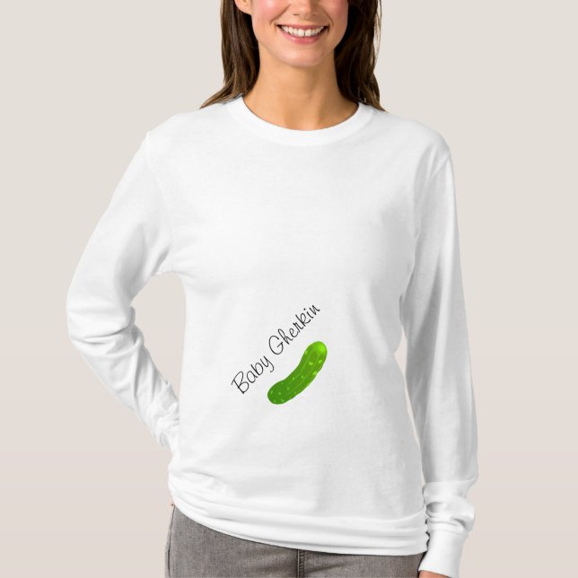 T-shirt da maternidade da salmoura do pepino do (Frente)