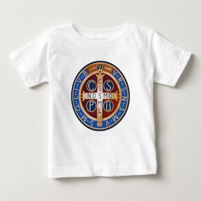 T-shirt da medalha do exorcismo do St. Benedict do (Frente)