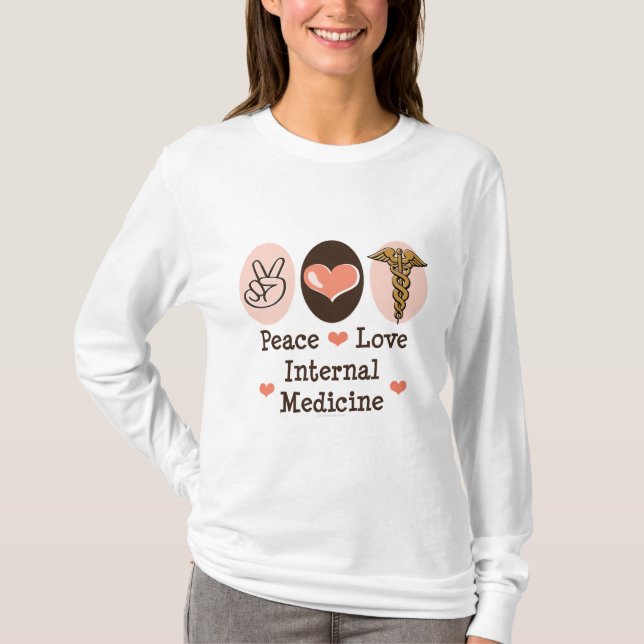 T-shirt da medicina interna do amor da paz (Frente)