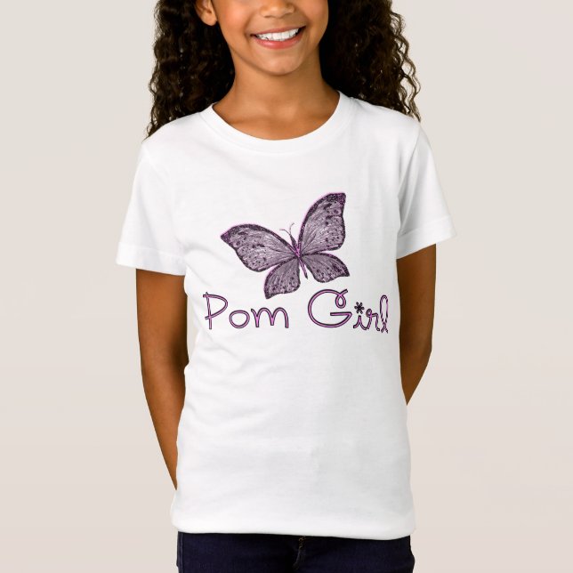 T-shirt da menina de Pom da borboleta (Frente)