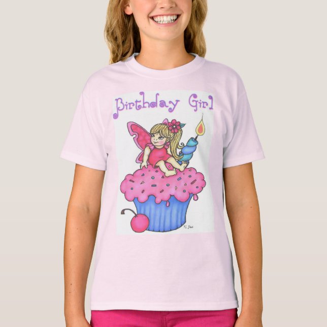 T-shirt da menina do aniversário (Frente)