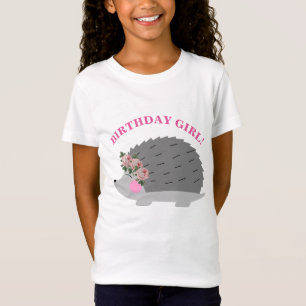 T-shirt da menina do aniversário do ouriço da