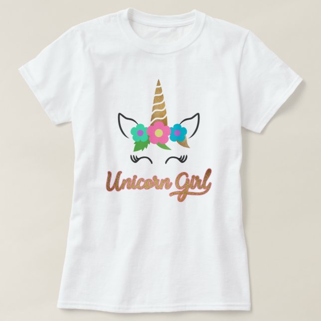 T-shirt da menina do unicórnio/t-shirt do (Frente do Design)