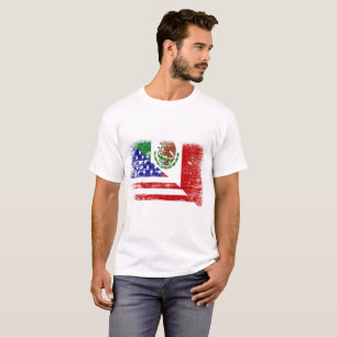 T-shirt da mistura da bandeira do méxico-american
