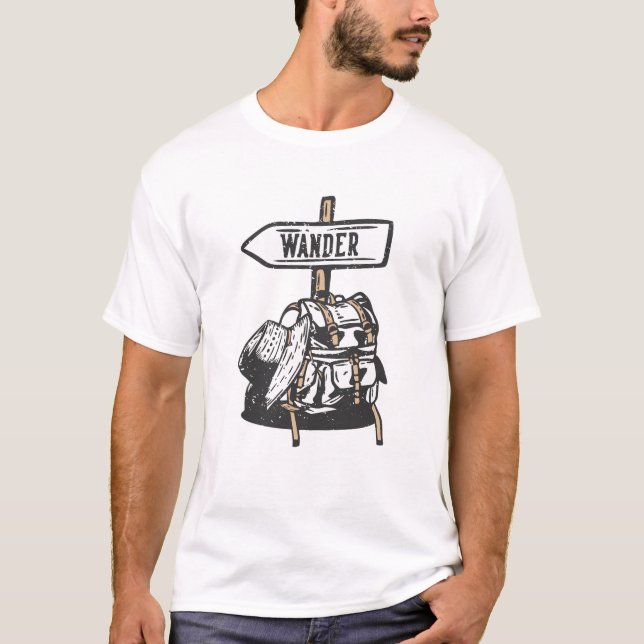 t-shirt da mochila wanderlust (Frente)
