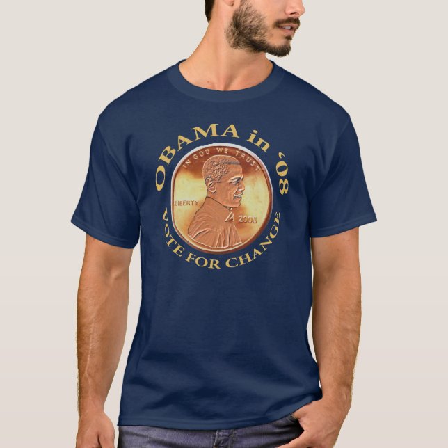 T-shirt da moeda de um centavo de Obama (Frente)