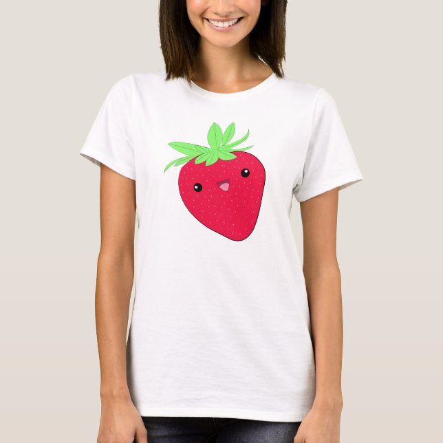 T-shirt da morango de Kawaii (Frente)