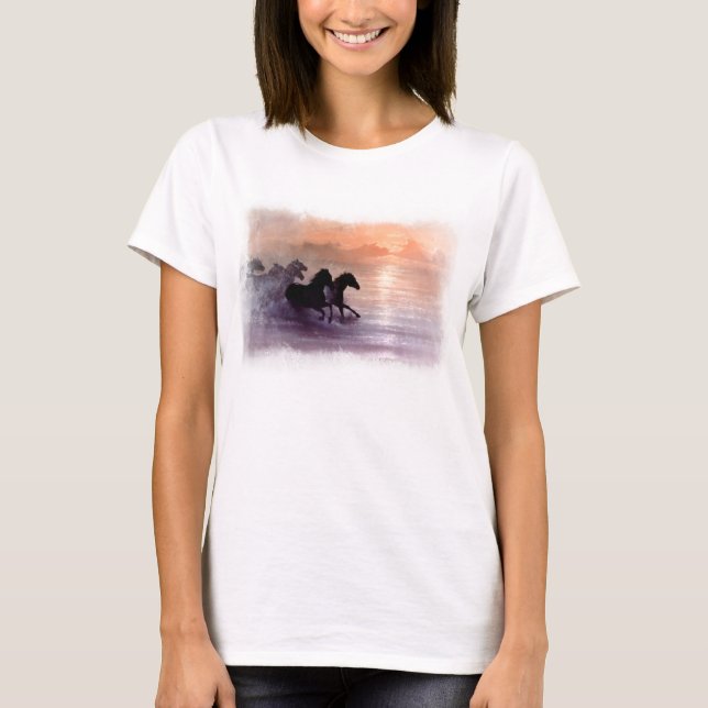 T-shirt da mulher "Free Spirit" com cavalos (Frente)