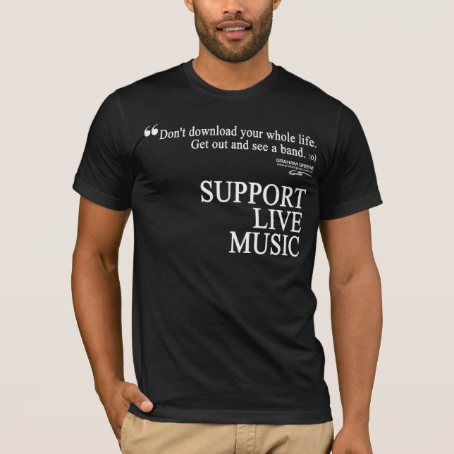 T-shirt da MÚSICA AO VIVO do APOIO para homens e (Frente)