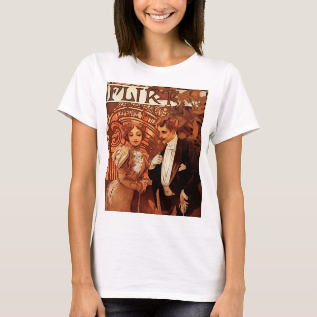 T-shirt da namoradeira de Alphonse Mucha (Frente)