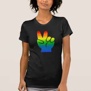 T-shirt da obscuridade da paz do orgulho gay