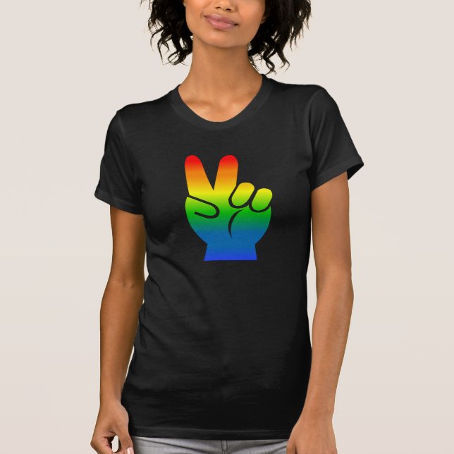 T-shirt da obscuridade da paz do orgulho gay (Frente)