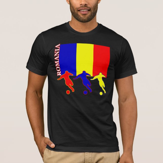 T-shirt da obscuridade de Romania do futebol (Frente)