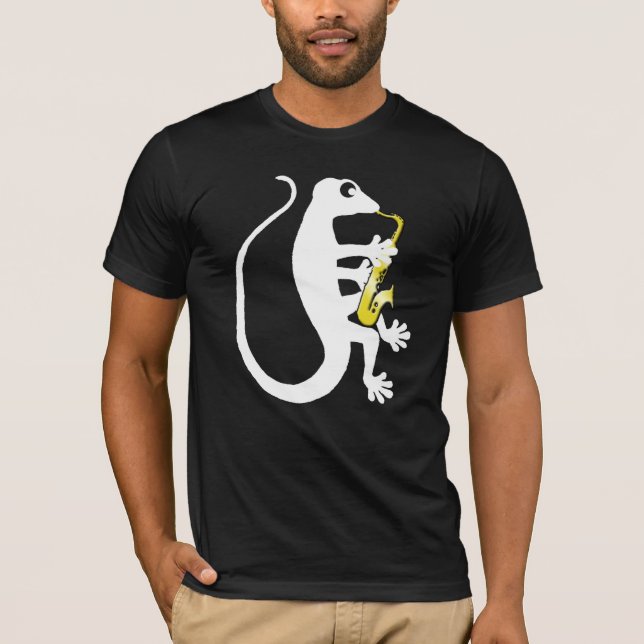 T-shirt da obscuridade do saxofone do geco (Frente)