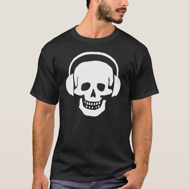 T-shirt da obscuridade dos fones de ouvido do (Frente)