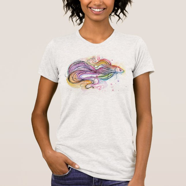T-shirt da pintura dos peixes de Betta (Frente)