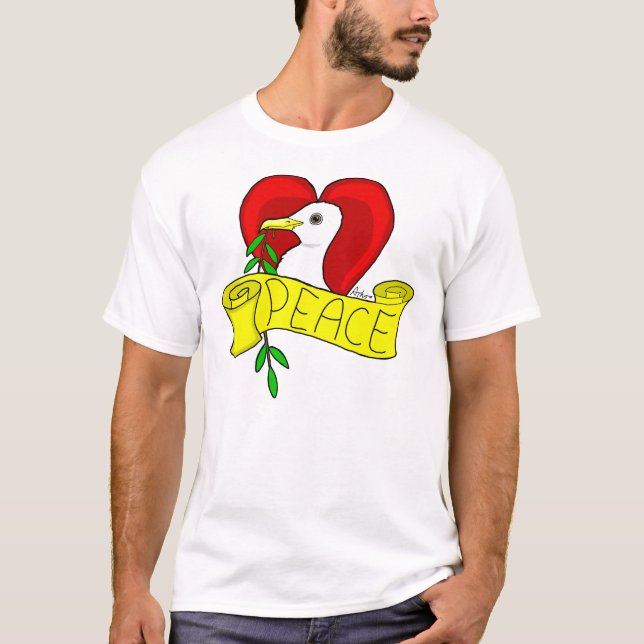 T-shirt da pomba da paz e do amor (Frente)