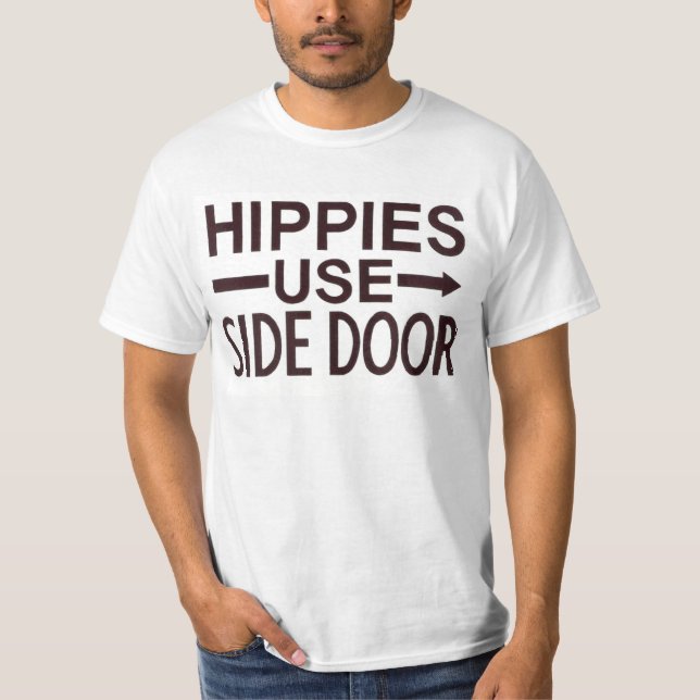 T-shirt da porta lateral do uso dos hippys (Frente)