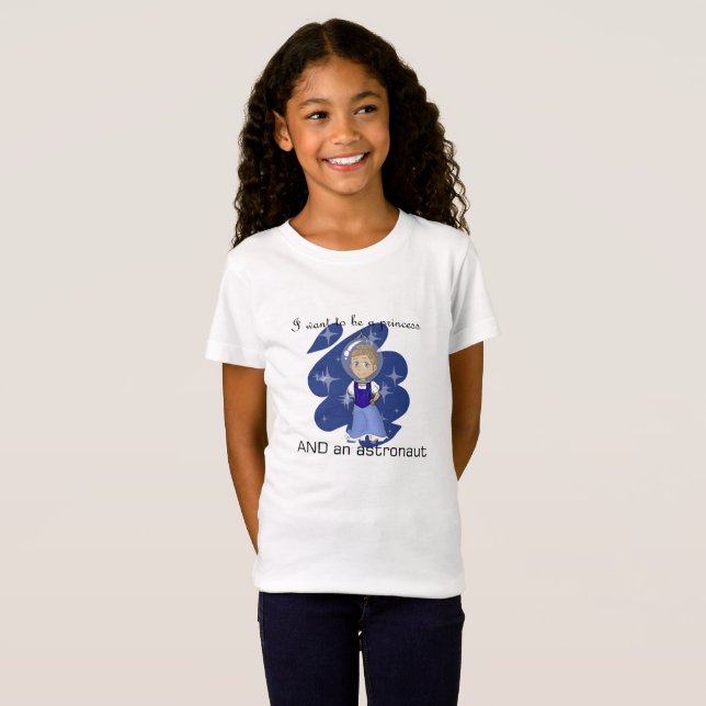 t-shirt da princesa e do astronauta - meio (Frente Completa)