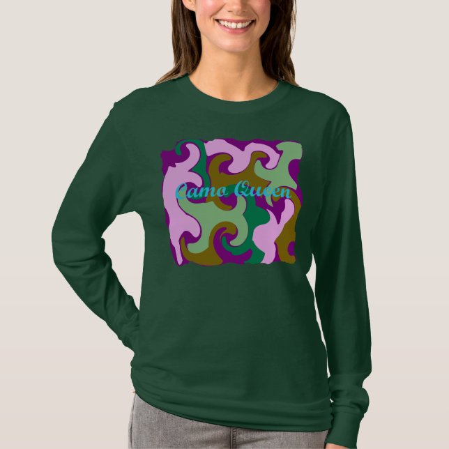 T-shirt da rainha de Camo (Frente)