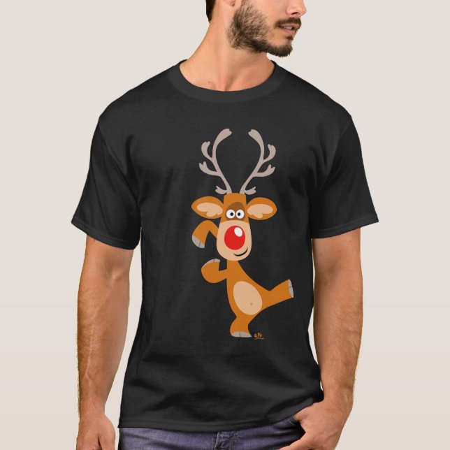 T-shirt da rena do Natal dos desenhos animados (Frente)