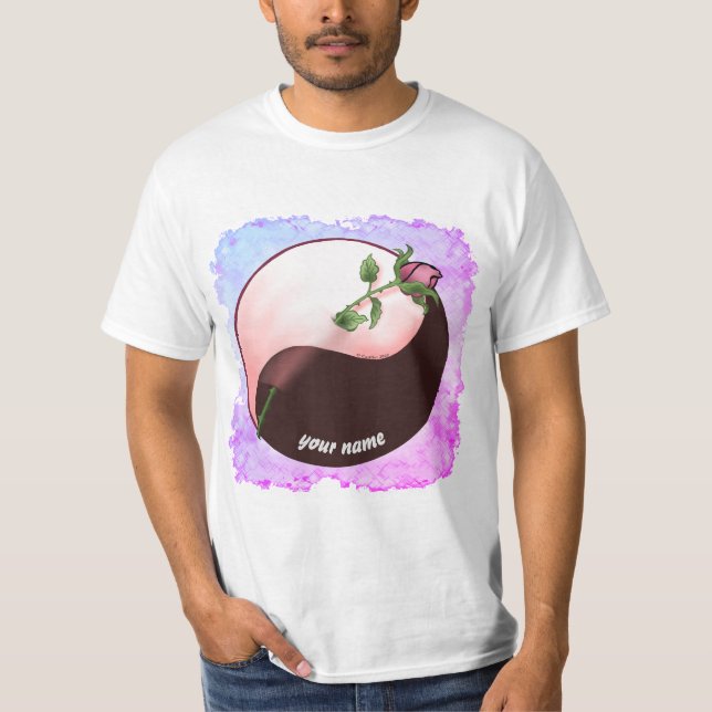 t-shirt da rosa vermelha yin yang (Frente)