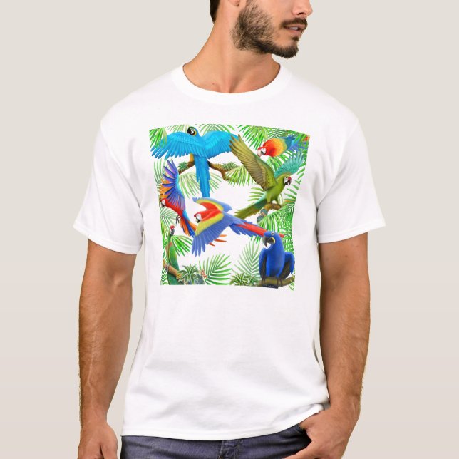 T-shirt da selva do Macaw (Frente)