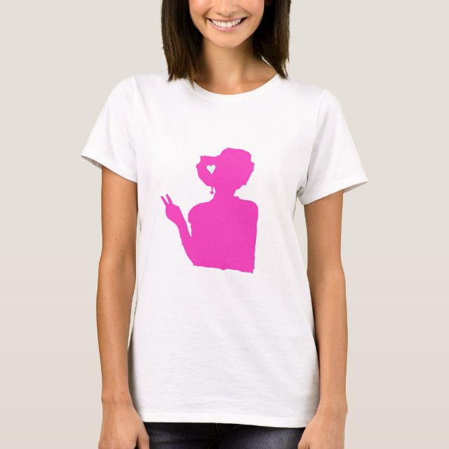 T-shirt da senhora cor-de-rosa (Frente)
