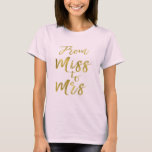T-shirt Da Senhorita até a Chá de panela do partido Gold F<br><div class="desc">Da Senhorita à Sra. Chá de panela Gold Foil Script Black Dress para um Chá de panela moderno e elegante.</div>