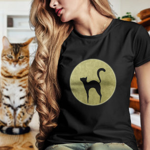 T-shirt da silhueta e da lua do gato preto