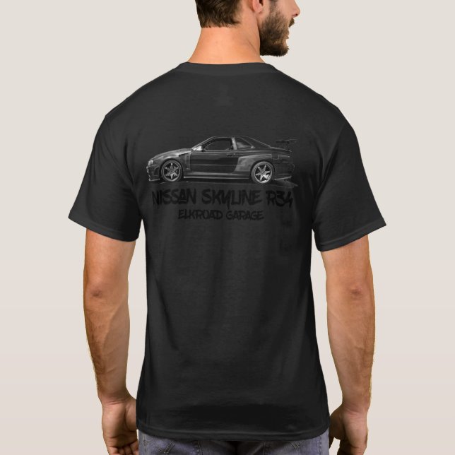 T-shirt da skyline R34 de Nissan da garagem de (Verso)